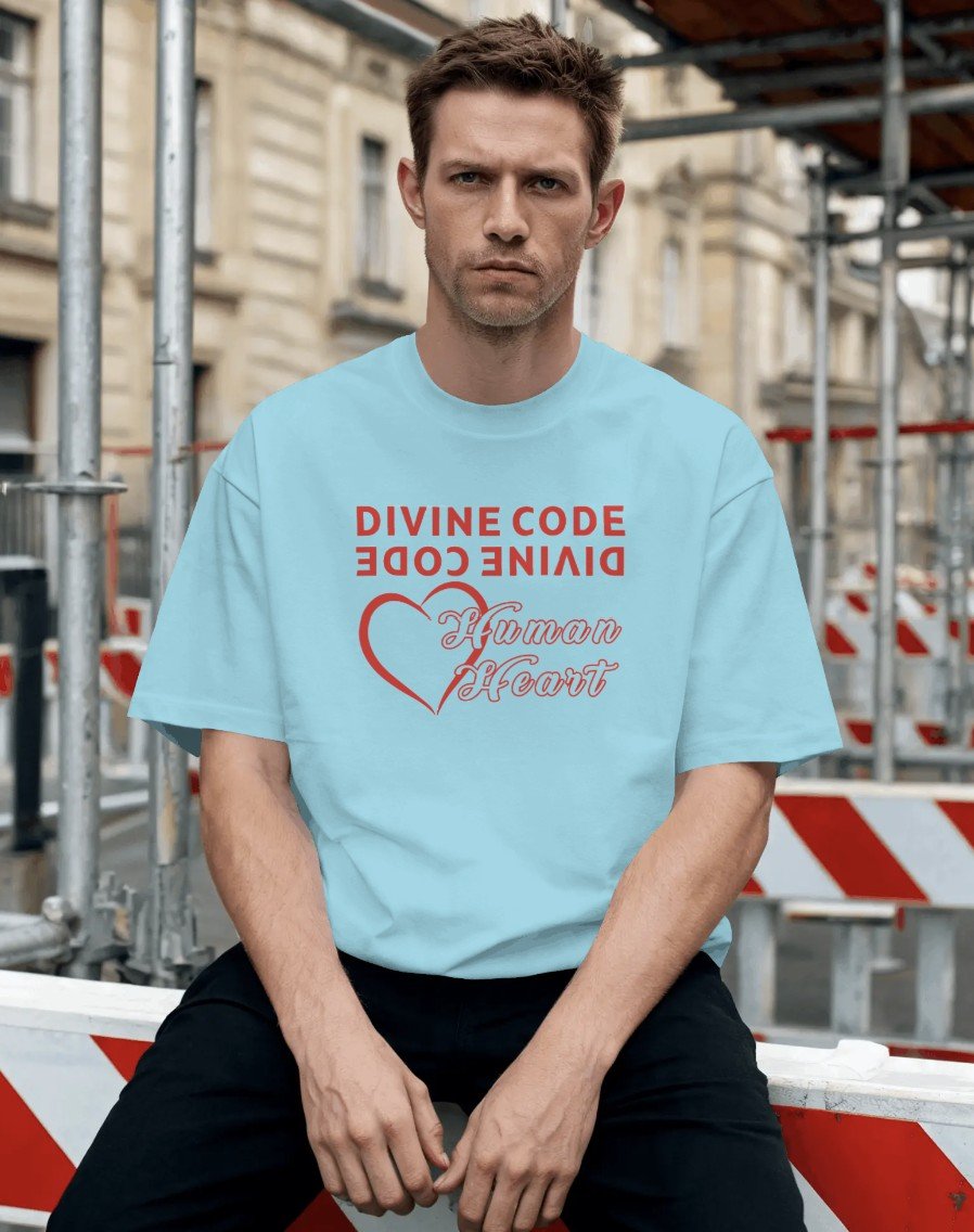 Divine Code Oversized T Shirt Baby Blue