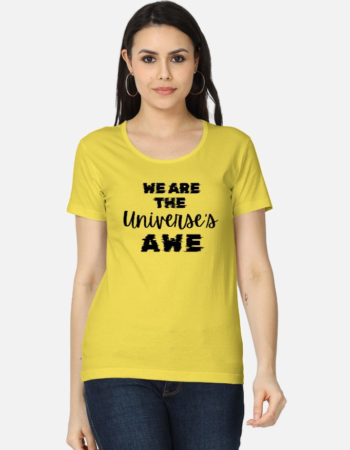 We are the universe's awe crew neck t shirt for women