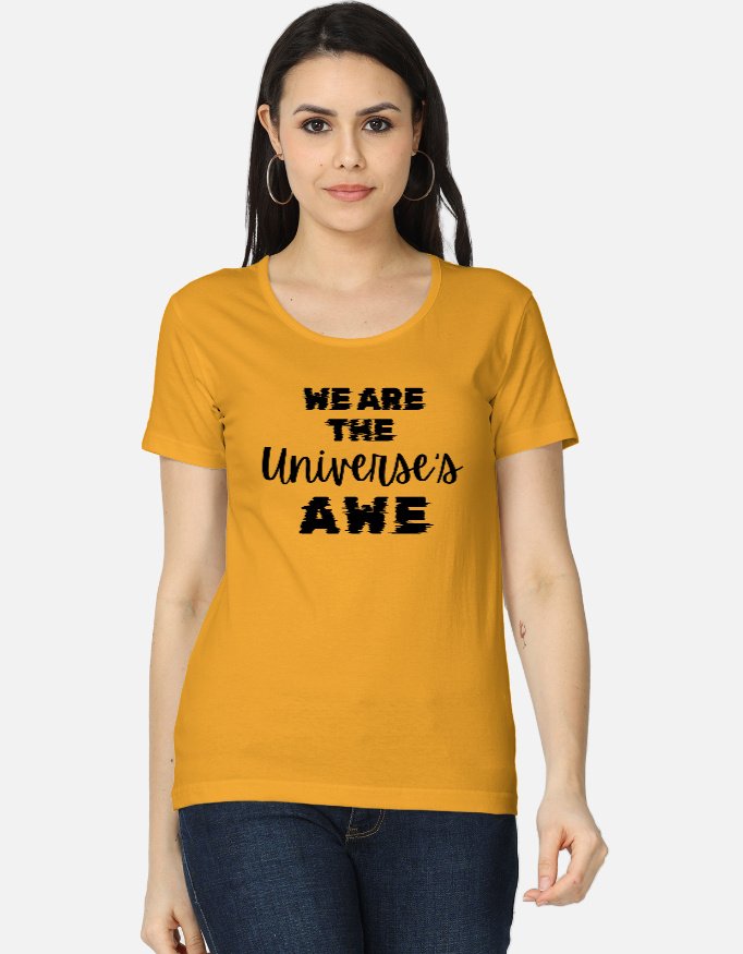 We are the universe's awe crew neck t shirt for women